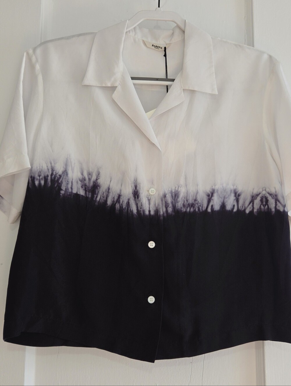 Barena White to Black Dip-Dye Silk Shirt